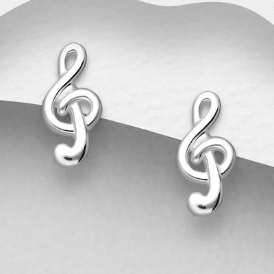 Treble Clef Musical Sterling Silver Studs