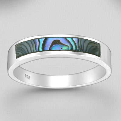 Sterling Silver & Paua Shell Band Ring