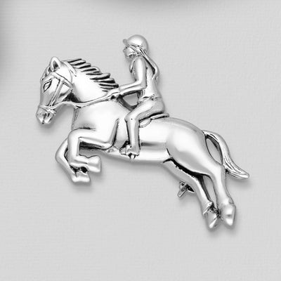 Horse and Rider Sterling Silver Brooch