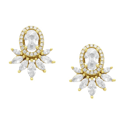 Cubic Zirconia Stud Earrings  Plated with 1 Micron 18K Yellow Gold