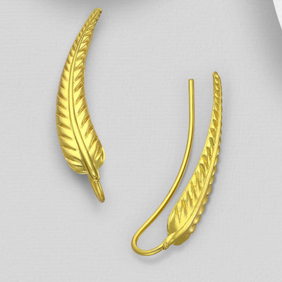Sterling Silver Fern Climber Earrings Plated with 18 karat Gold