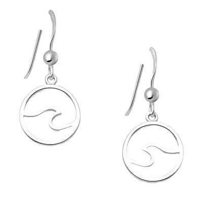 Sterling Silver Wave Dangly Earrings - Small