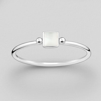 Sterling Silver Square Mother of Pearl Ring