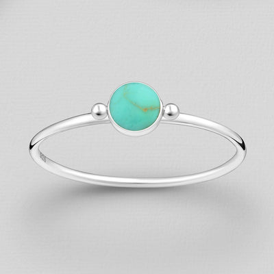 Sterling Silver Turquoise Tiny Round Ring