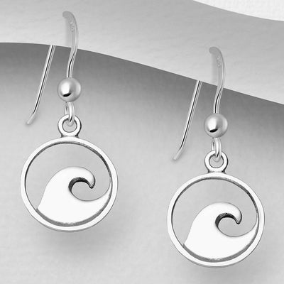 Sterling Silver Wave Dangly Earrings