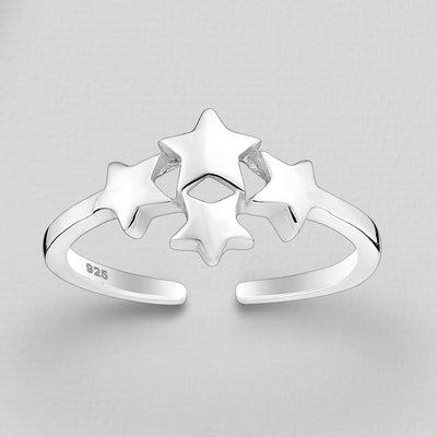 Sterling Silver Star Cluster Toe Ring