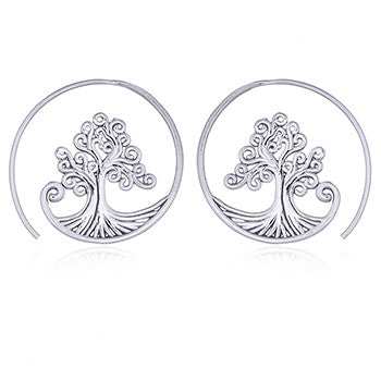 Sterling Silver Tree of Life Hoops
