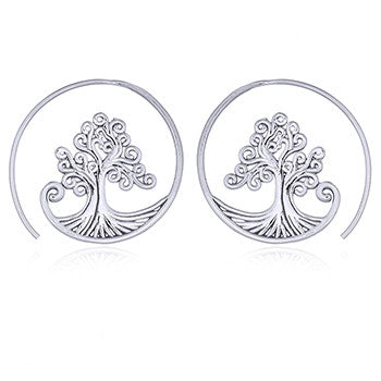 Sterling Silver Tree of Life Hoops