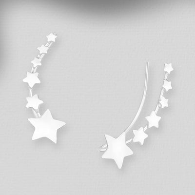 Sterling Silver Stars Pin Earrings