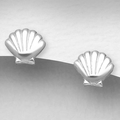 Sterling Silver Tiny Clam Shell Earrings