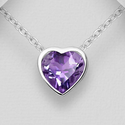 Sterling Silver Pendant With Amethyst Heart