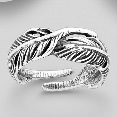 Sterling Silver Unisex Feather Ring