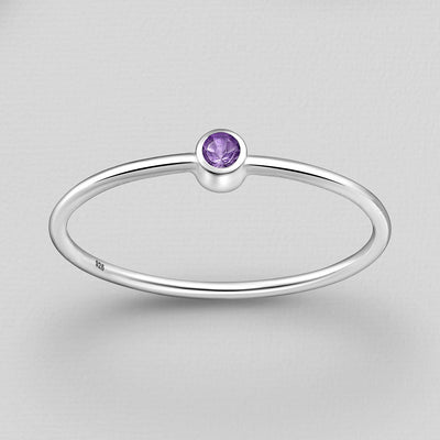 Sterling Silver Tiny Amethyst Ring