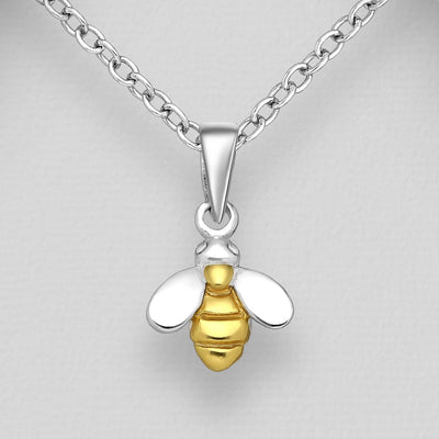 Sterling Silver & 18 Karat Gold Bee Pendant