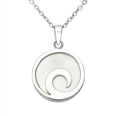 Sterling Silver Wave & Mother of Pearl Shell Pendant