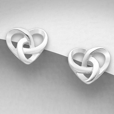 Sterling Silver Celtic Heart Knot Stud Earrings