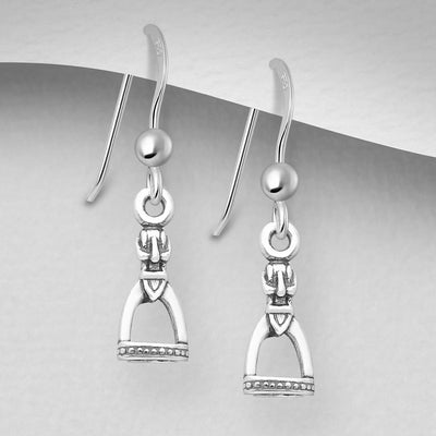 Sterling Silver Horse Stirrup Dangly Earrings