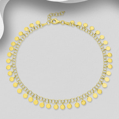 Anklet, Plated with 0.5 Micron 18K Yellow Gold