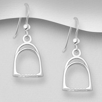 Sterling Silver Horse Stirrup Dangly Earrings
