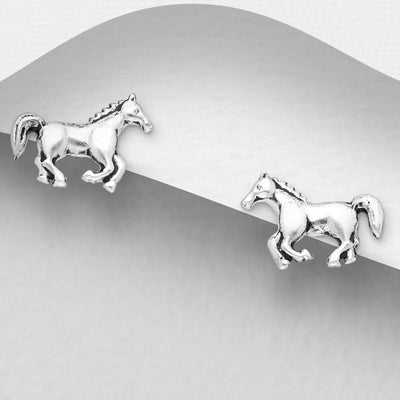 Sterling Silver Horse Stud Earrings
