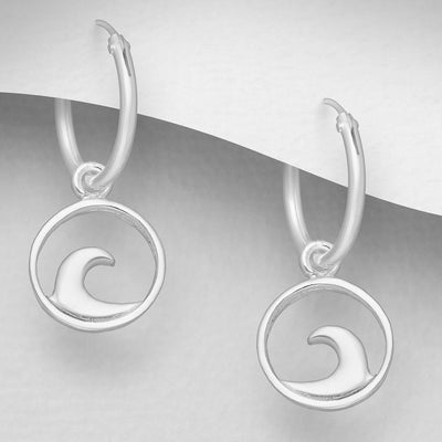Sterling Silver Wave Hoop Sleeper Earrings