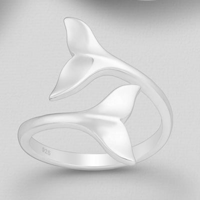 Sterling Silver Double Whales Tail Ring