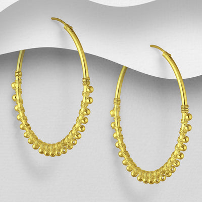 Ball Hoop Earrings, Plated with 1 Micron of 18K Yellow Gold