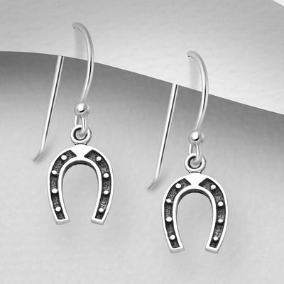 Sterling Silver Horse Shoe Dangly Earrings
