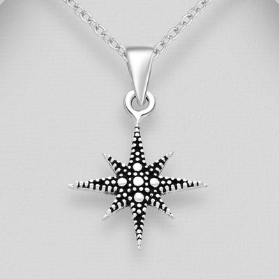 Sterling Silver Oxidised Star Pendant