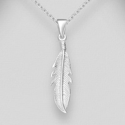 Sterling Silver Delicate Feather Pendant