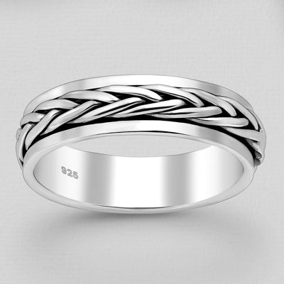 Sterling Silver Kete Weave Spin Ring