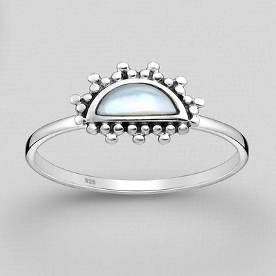 Sterling Silver Oxidised Mother of Pearl Ring