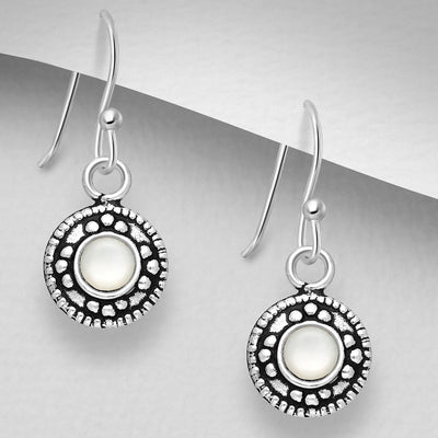 Sterling Silver & Mother of Pearl Dangly Earrings