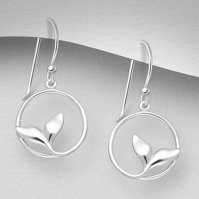 Sterling Silver Whales Tail Dangly Earrings