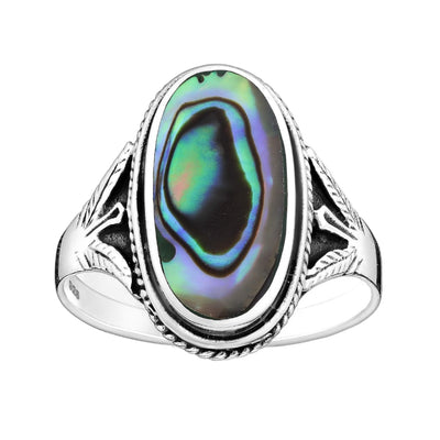 Sterling Silver & Paua Shell Oval Ring