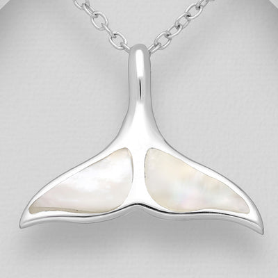 Sterling Silver & Mother of Pearl Whales Tail Pendant