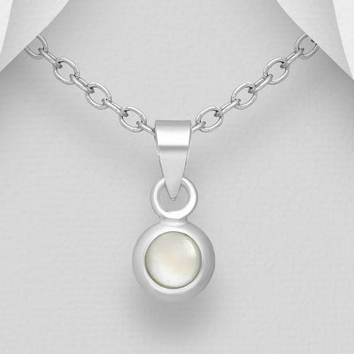 Sterling Silver Tiny Mother of Pearl Pendant
