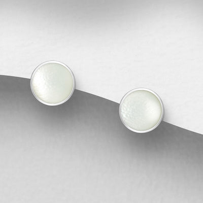Sterling Silver Mother of Pearl Shell Stud Earrings