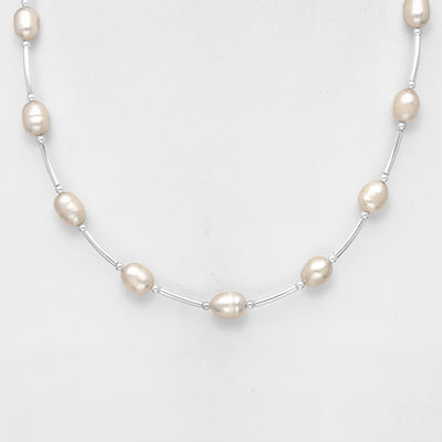 Sterling Silver & Peach Freshwater Pearl Necklace