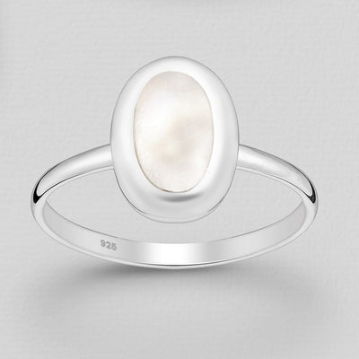 Sterling Silver Mother of Pearl Oval Ring