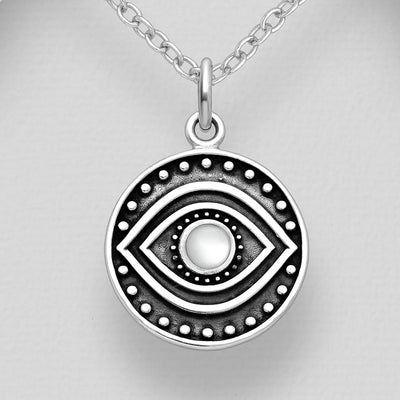 Sterling Silver & Mother of Pearl Evil Eye Pendant