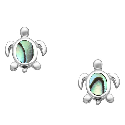 Sterling Silver & Paua Shell Turtle Stud Earrings