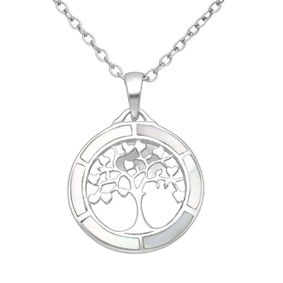 Sterling Silver & Mother of Pearl Shell Tree of Life Pendant