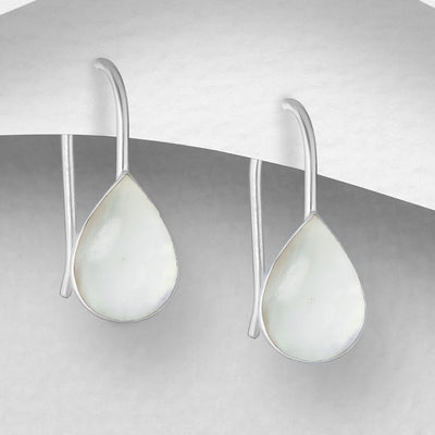 Sterling Silver Mother of Pearl Shell Dangly Earrings