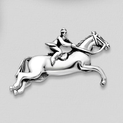 Horse and Rider Sterling Silver Brooch
