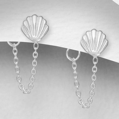 Sterling Silver Shell Studs with chain