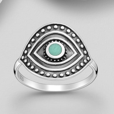 Sterling Silver & Turquoise Evil Eye Ring