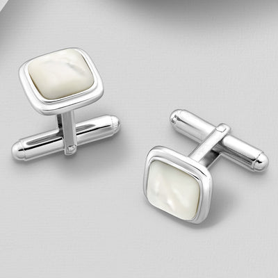 Sterling Silver Mother of Pearl Cuff Links