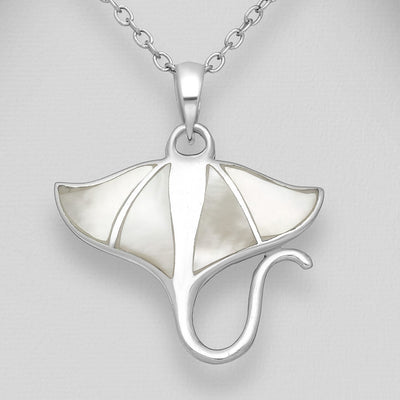 Sterling Silver & Mother of Pearl Shell Stingray Pendant
