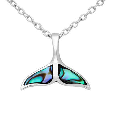 Sterling Silver & Paua Whales Tail Pendant - Small